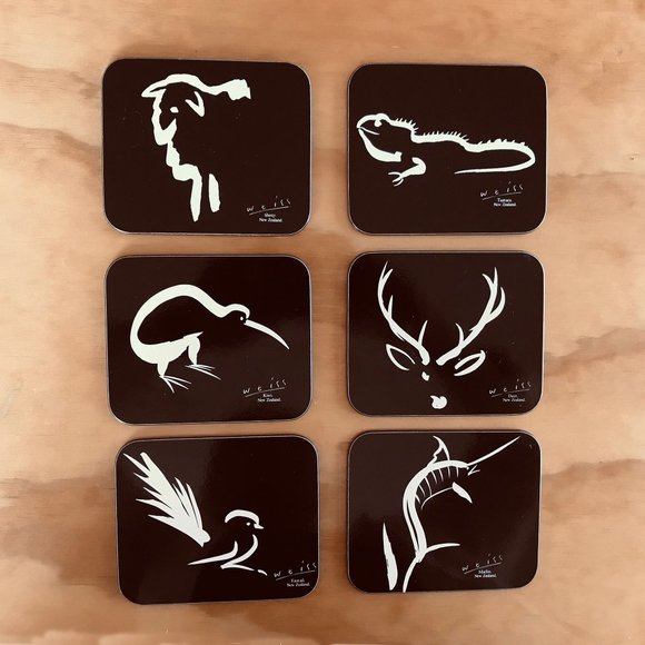 6 Weiss Wildlife Coasters from New Zealand - Picture 1 of 4